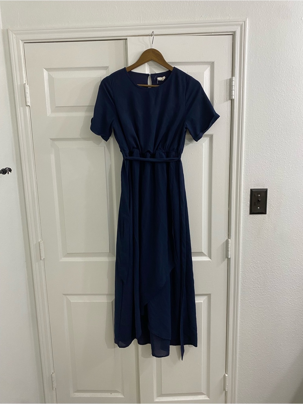 Roolee Navy Maxi Dress with Waist Tie